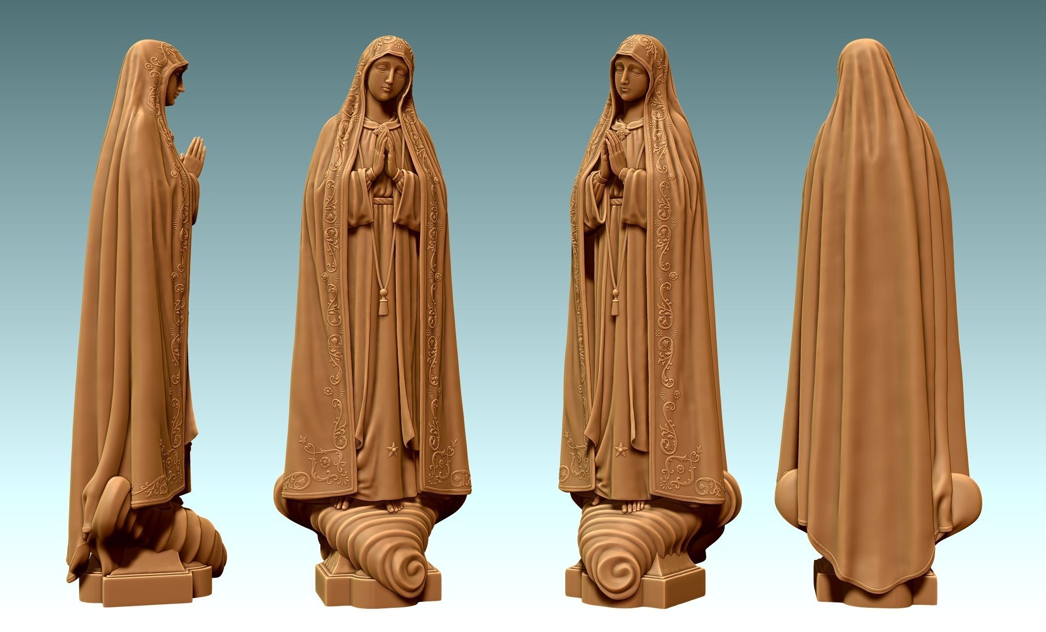 Virgin Fatima - Portugal - CNC - Wood - Metal 3D print model_24
