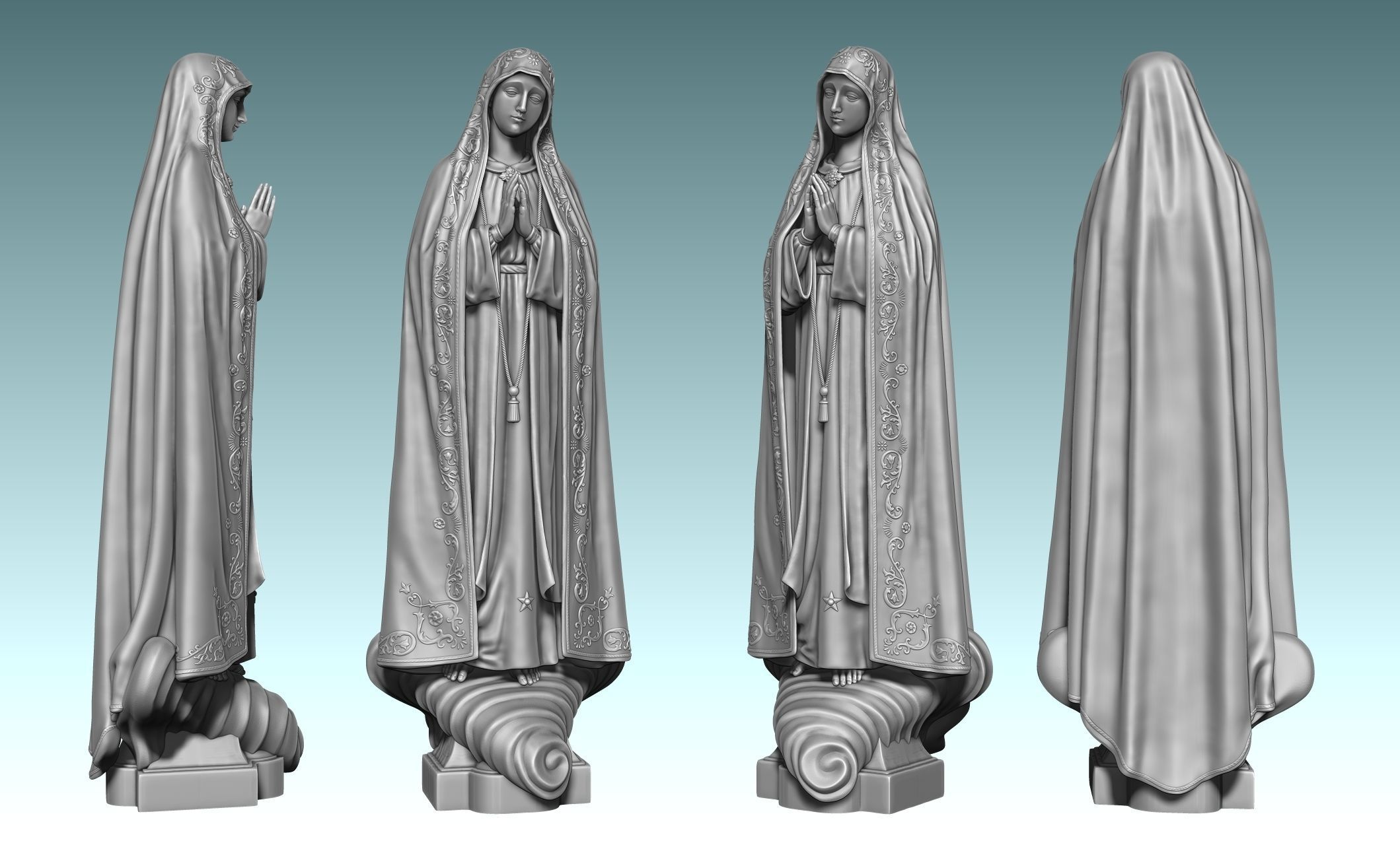 Virgin Fatima - Portugal - CNC - Wood - Metal 3D print model_14