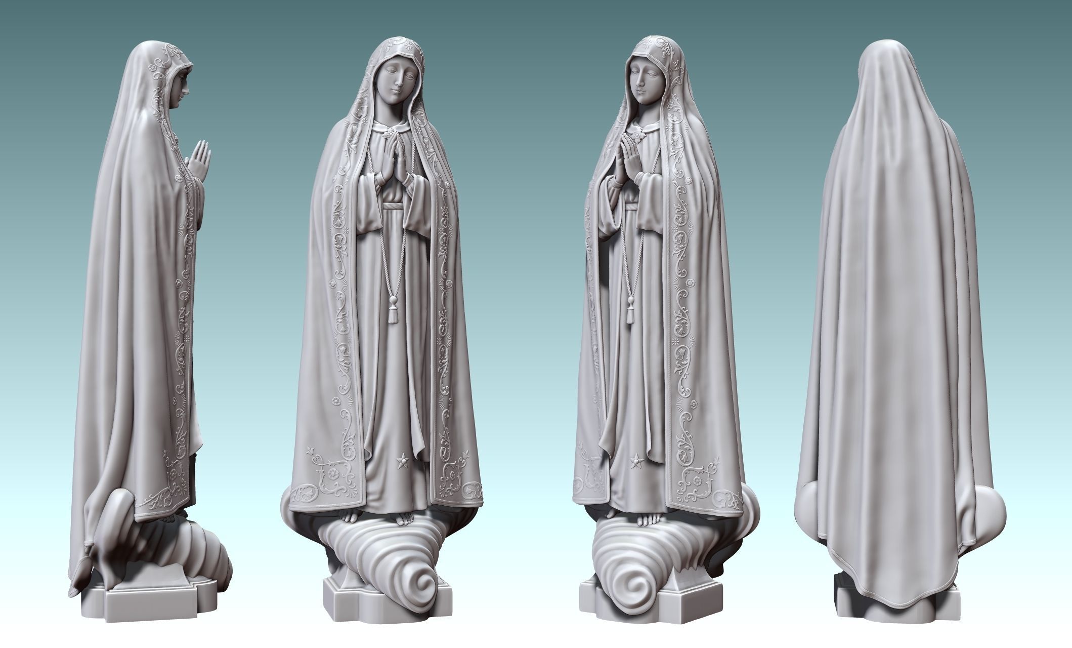 Virgin Fatima - Portugal - CNC - Wood - Metal 3D print model_26