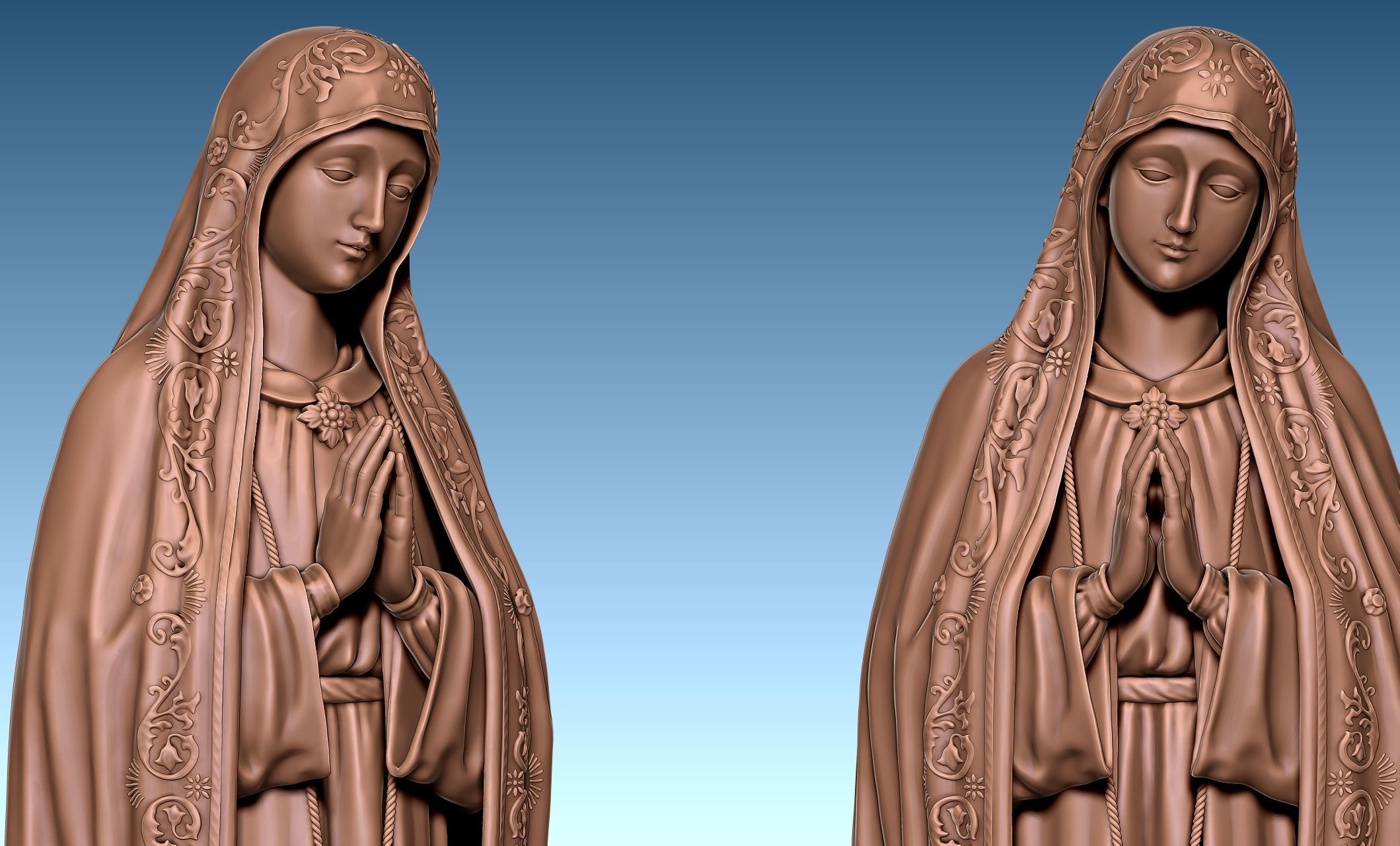 Virgin Fatima - Portugal - CNC - Wood - Metal 3D print model_10