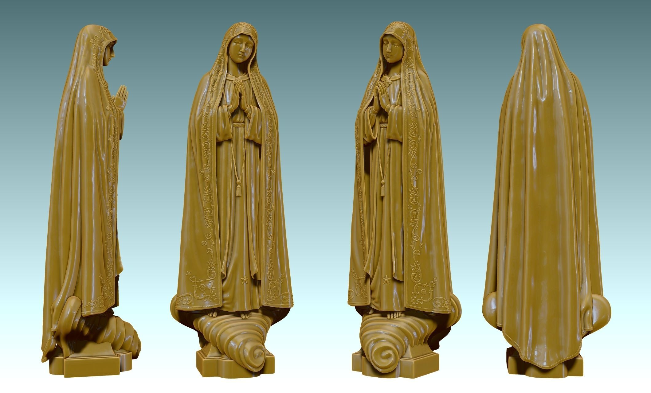 Virgin Fatima - Portugal - CNC - Wood - Metal 3D print model_18