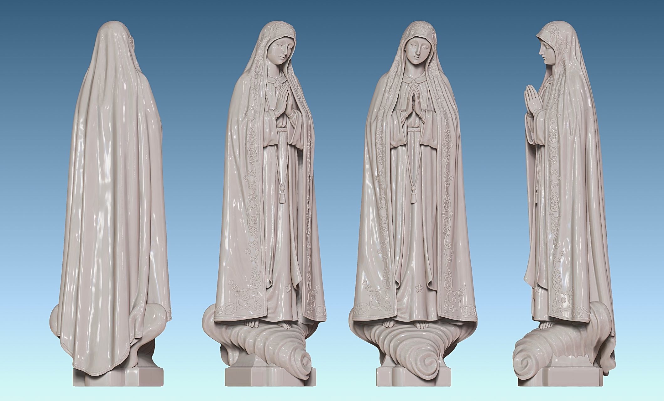 Virgin Fatima - Portugal - CNC - Wood - Metal 3D print model_37