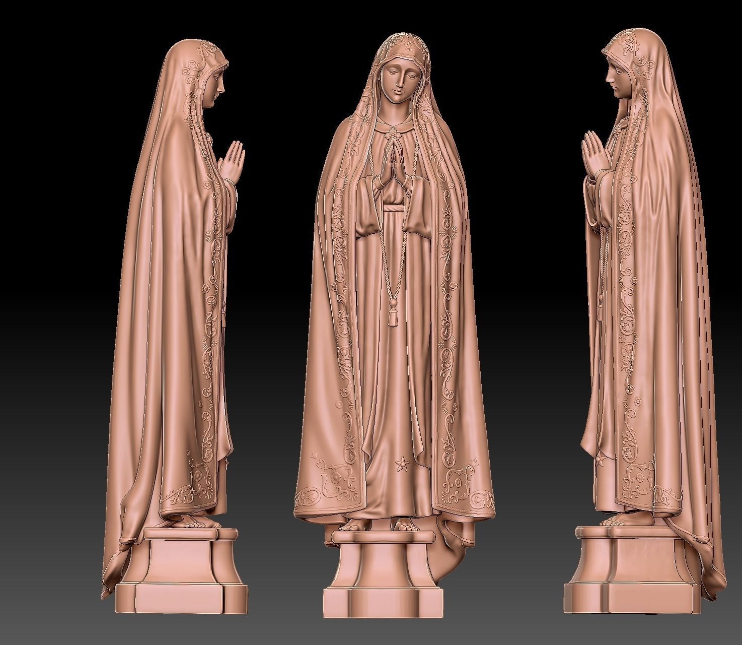 Virgin Fatima - Portugal - CNC - Wood - Metal 3D print model_38