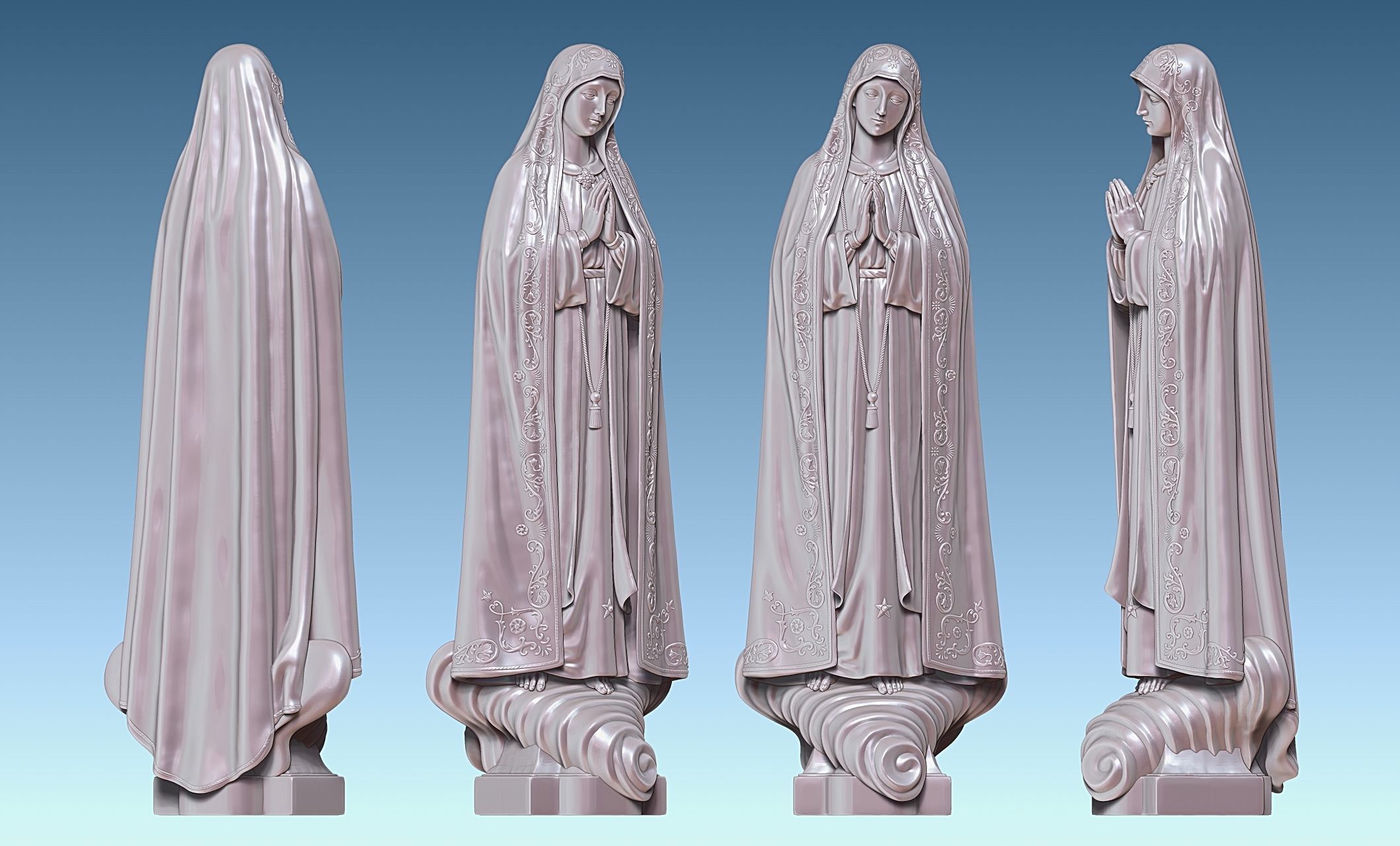 Virgin Fatima - Portugal - CNC - Wood - Metal 3D print model_36