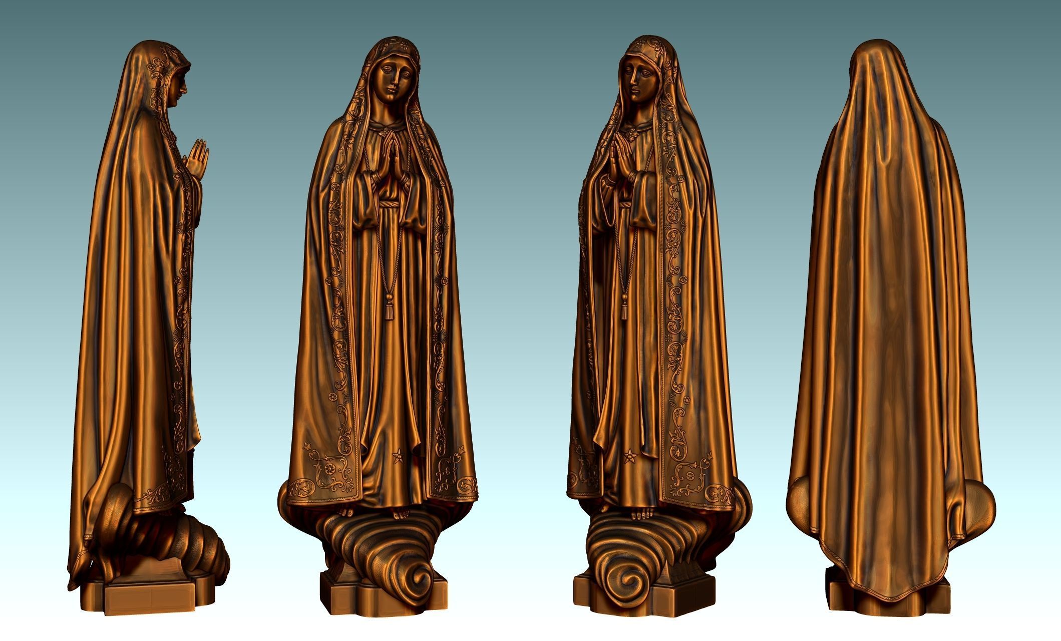 Virgin Fatima - Portugal - CNC - Wood - Metal 3D print model_34