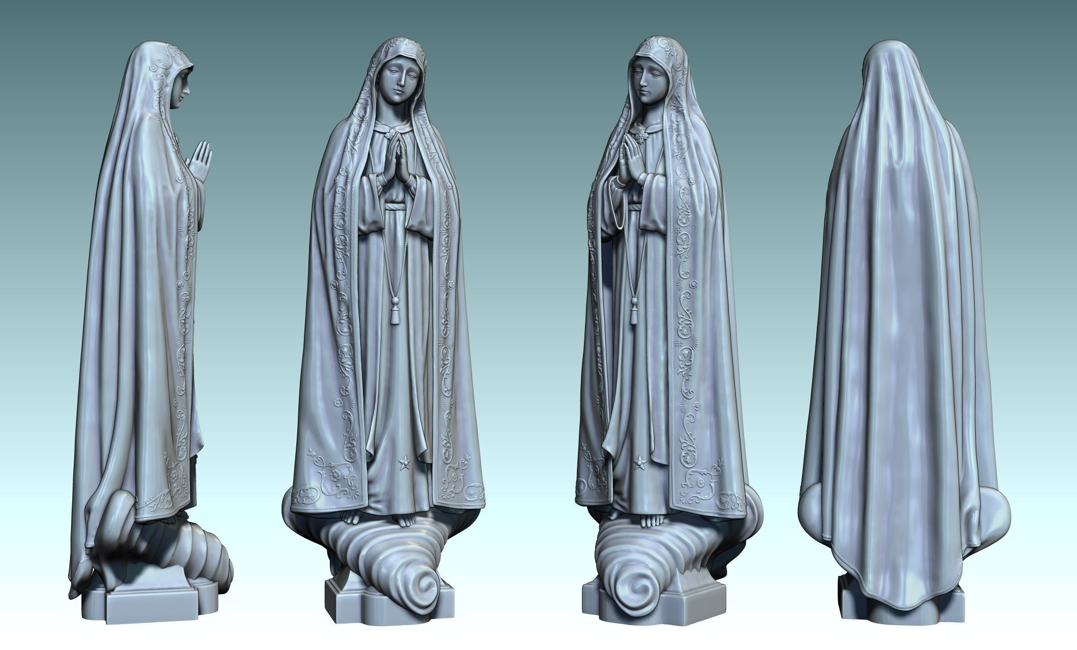 Virgin Fatima - Portugal - CNC - Wood - Metal 3D print model_33