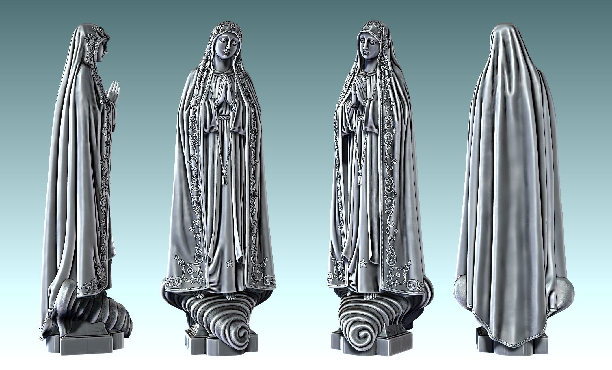 Virgin Fatima - Portugal - CNC - Wood - Metal 3D print model_21