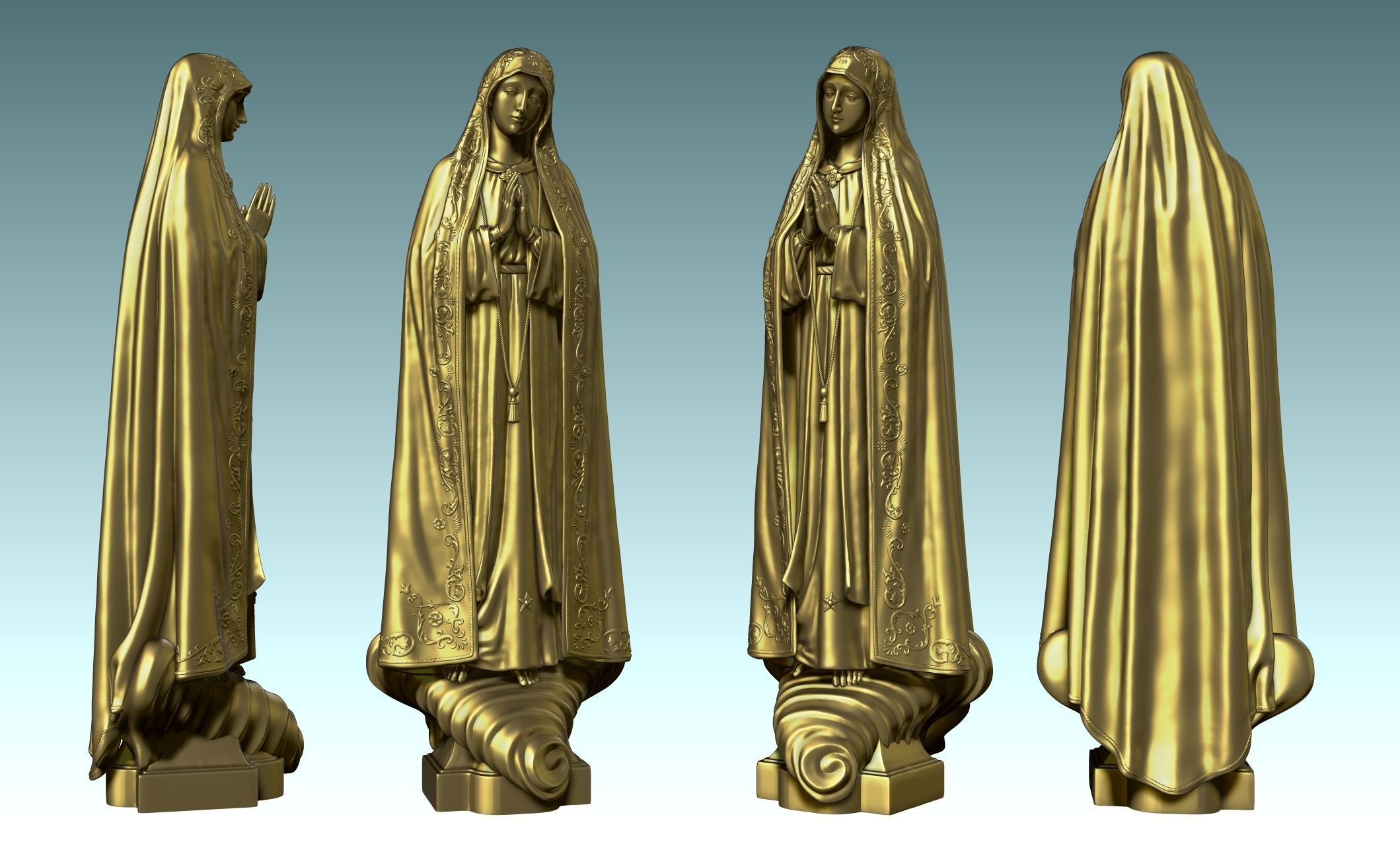 Virgin Fatima - Portugal - CNC - Wood - Metal 3D print model_28