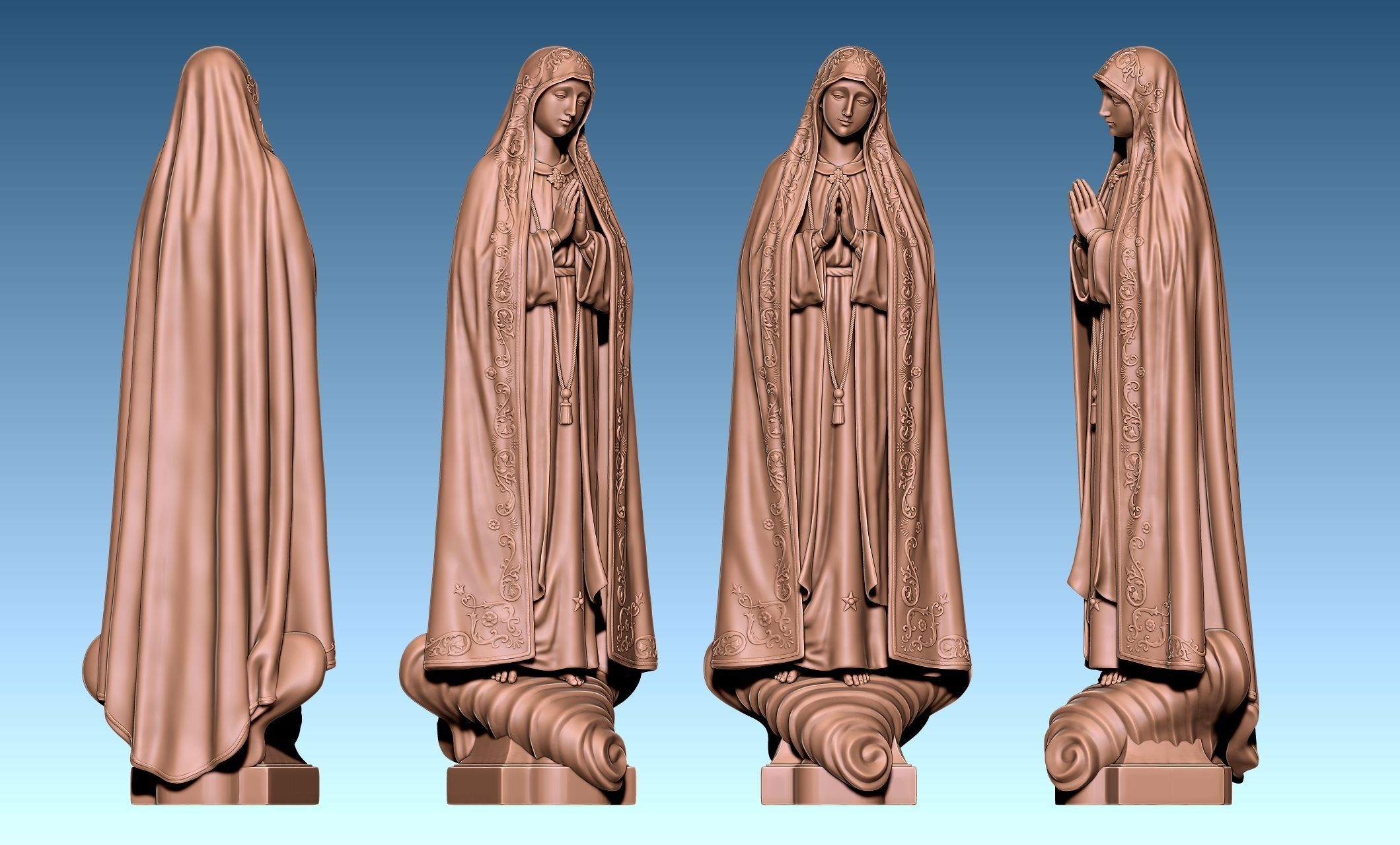 Virgin Fatima - Portugal - CNC - Wood - Metal 3D print model_8