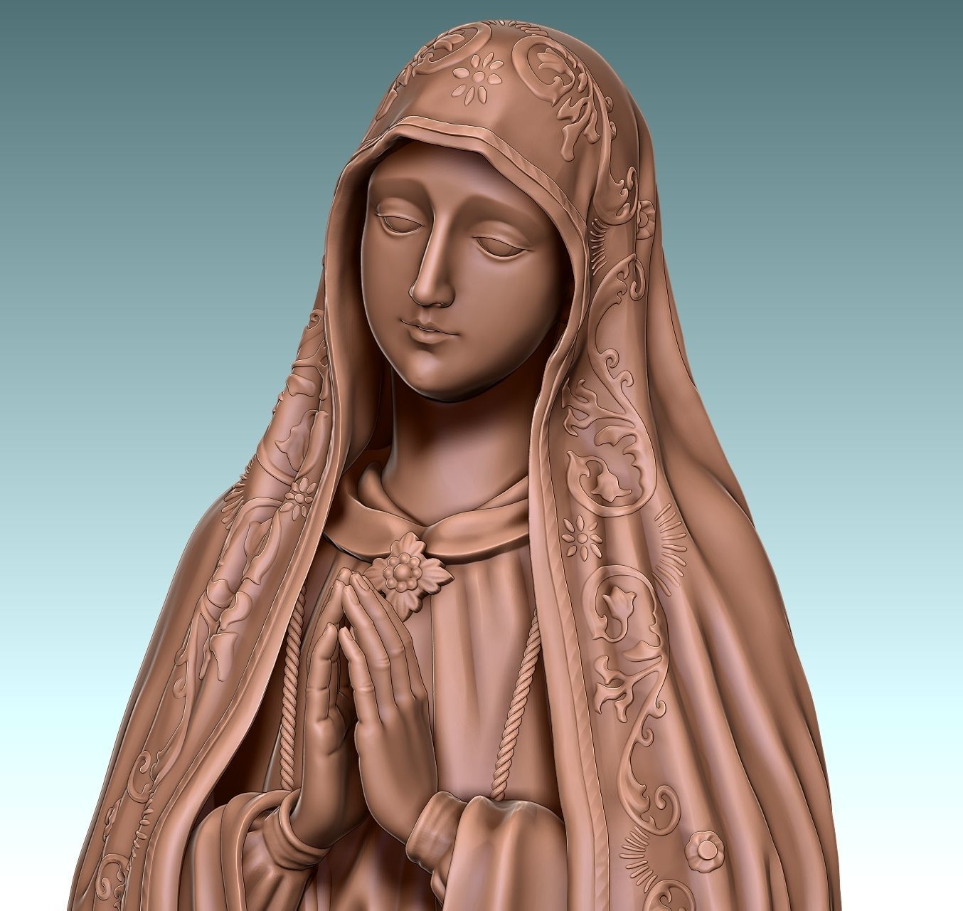 Virgin Fatima - Portugal - CNC - Wood - Metal 3D print model_13