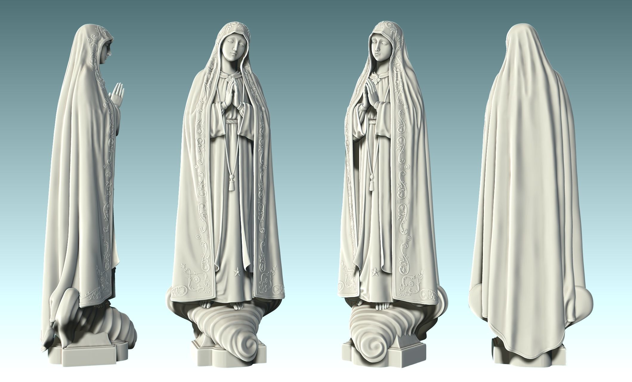 Virgin Fatima - Portugal - CNC - Wood - Metal 3D print model_27