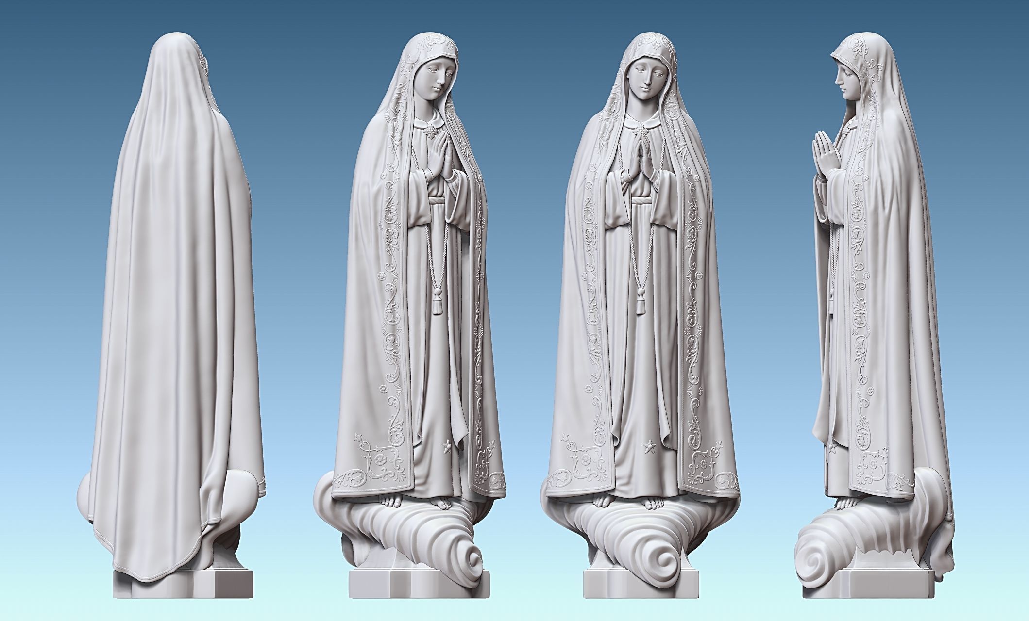 Virgin Fatima - Portugal - CNC - Wood - Metal 3D print model_15