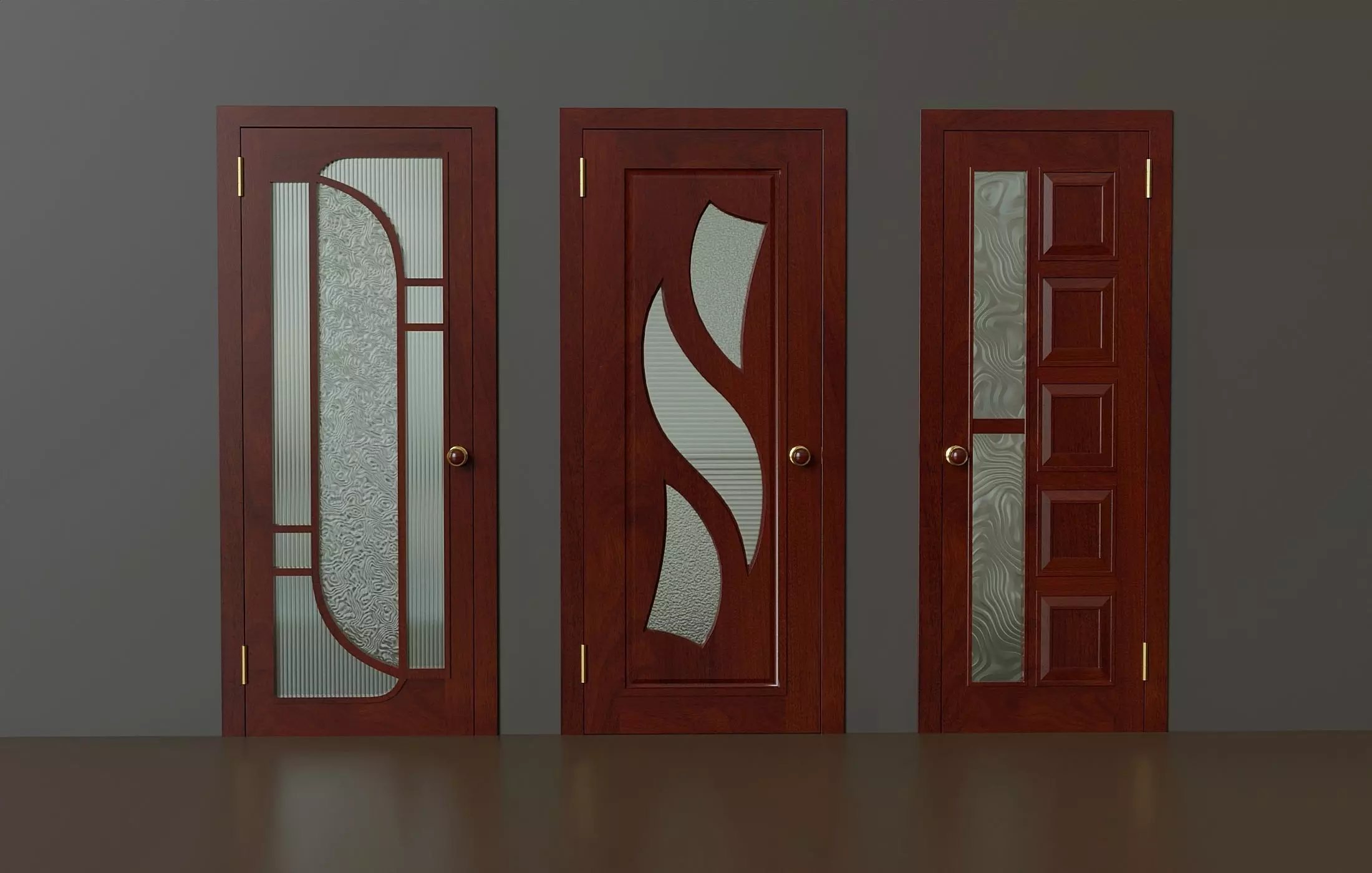 Set of modern interior doors Low-poly 3D model_0