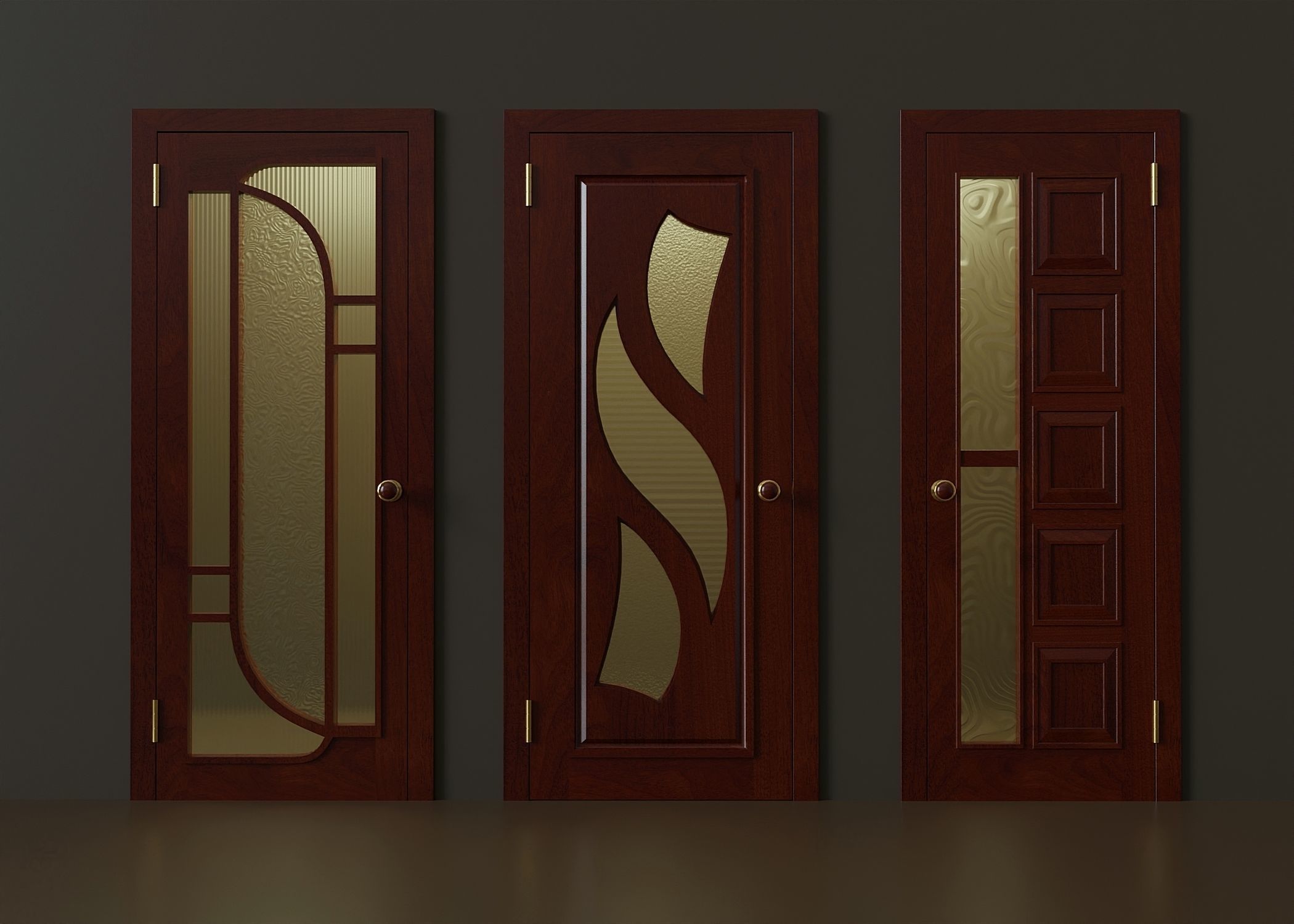 Set of modern interior doors Low-poly 3D model_3
