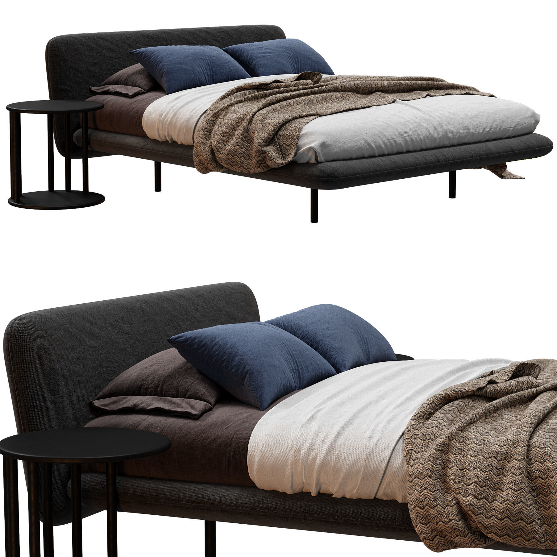 CLAP Double bed 3D model_2