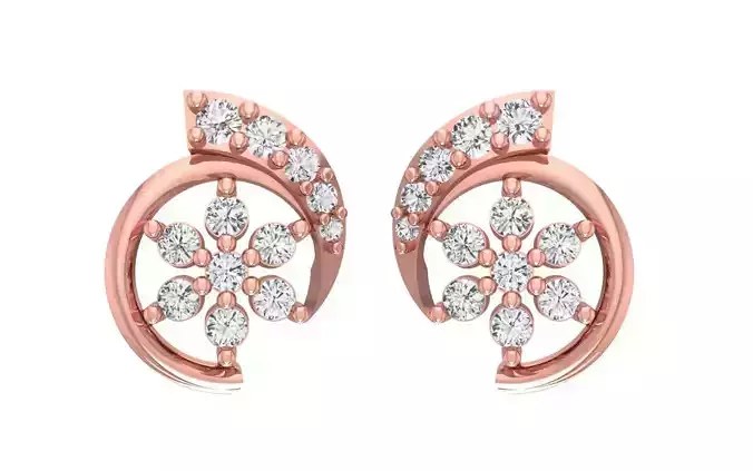 Women Stud Earrings 3dm STL OBJ FBX Renders Details
