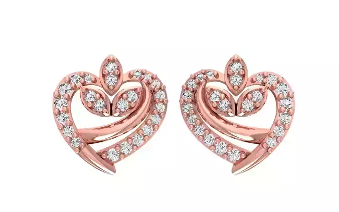 Women Stud Heart Earrings 3dm STL OBJ FBX Renders Details