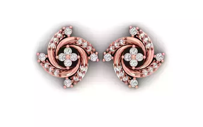 Women Stud Earrings 3dm STL OBJ FBX Renders Details