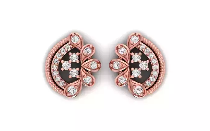 Women Stud Earrings 3dm STL OBJ FBX Renders Details