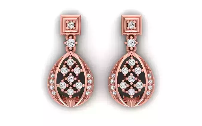 Women Drop  Earrings 3dm STL OBJ FBX Renders Details