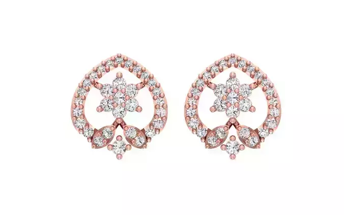 Women Stud Earrings 3dm STL OBJ FBX Renders Details