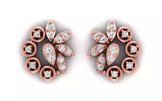 Women Stud Earrings 3dm STL OBJ FBX Renders Details