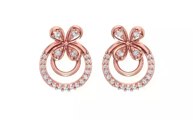 Women Stud Flower Earrings 3dm STL OBJ FBX Renders Details