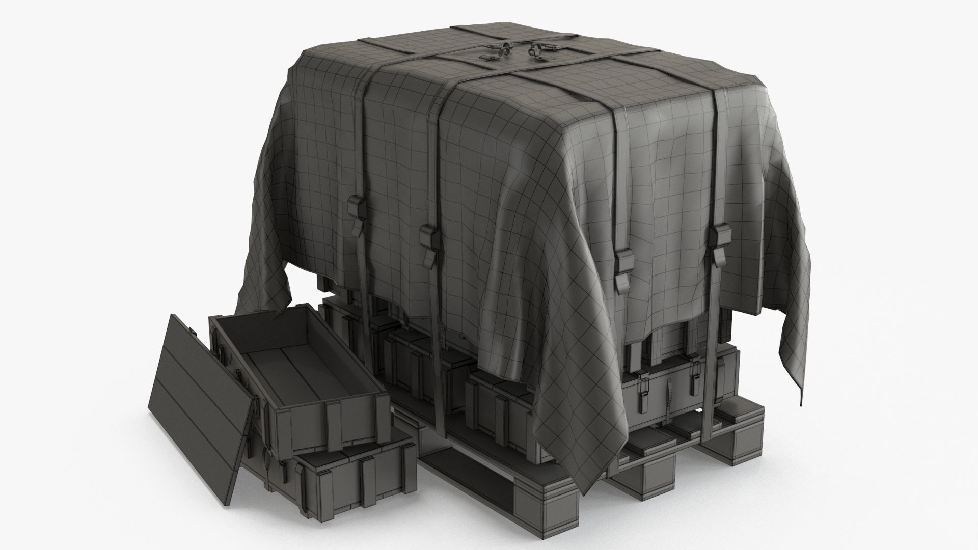 Ammo Military Cargo Case Low-poly 3D model_13