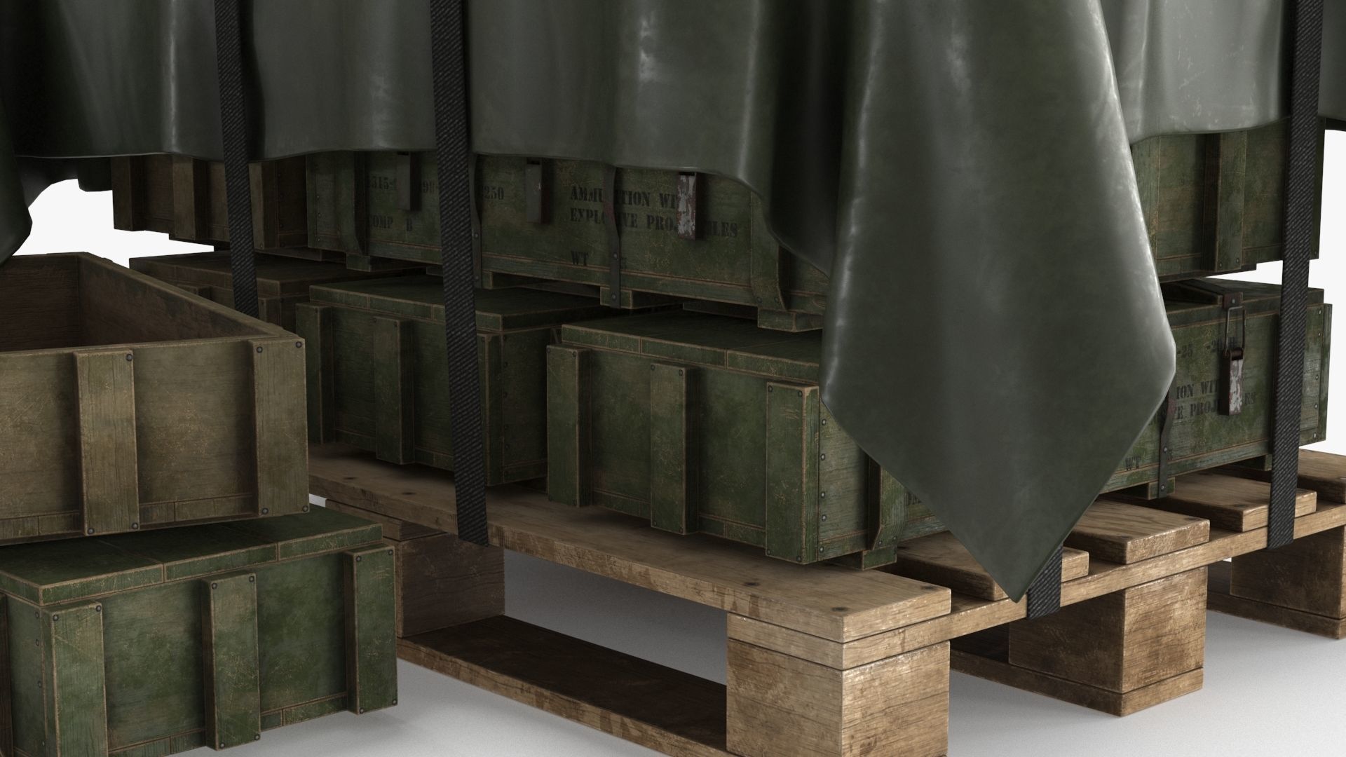 Ammo Military Cargo Case Low-poly 3D model_11