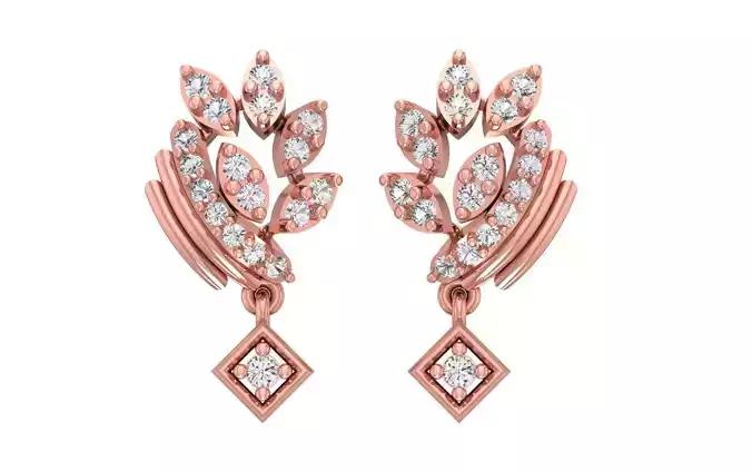 Women Drop  Earrings 3dm STL OBJ FBX Renders Details