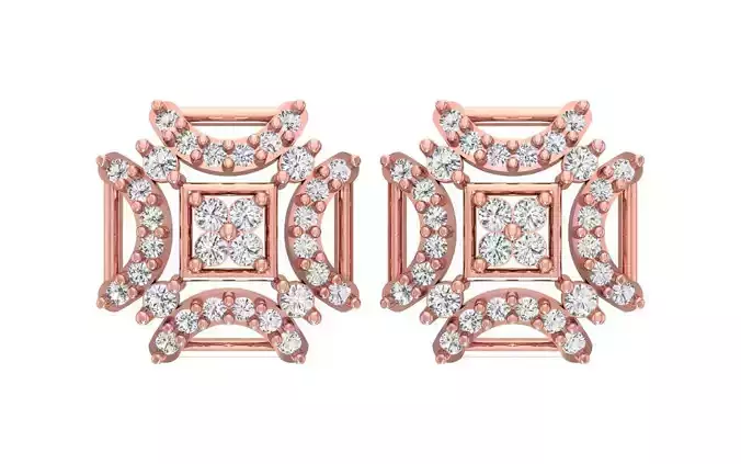 Women Stud Earrings 3dm STL OBJ FBX Renders Details