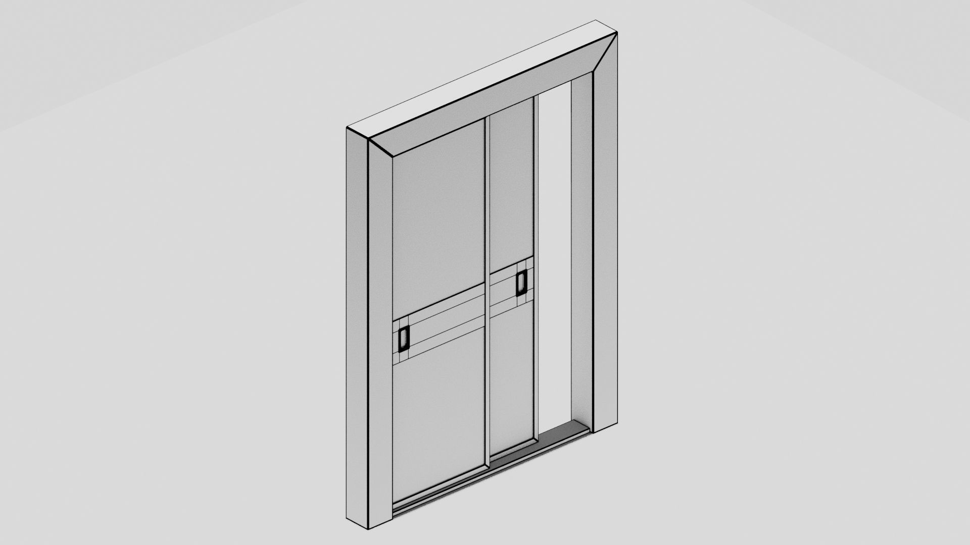 Japanese Furniture Kit - Door Typ B Low-poly 3D model_9