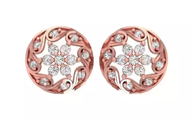 Women Stud Earrings 3dm STL OBJ FBX Renders Details