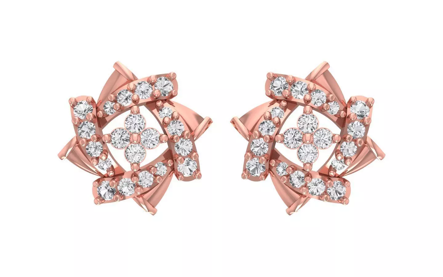 Women Flower Stud Earrings 3dm STL OBJ FBX Renders Details 3D print model