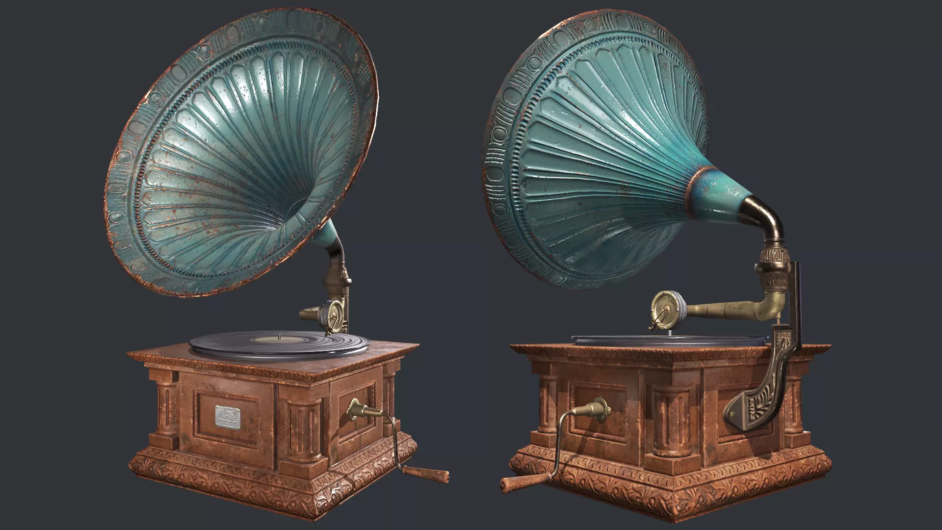 Phonograph gramophone Low-poly 3D model_0
