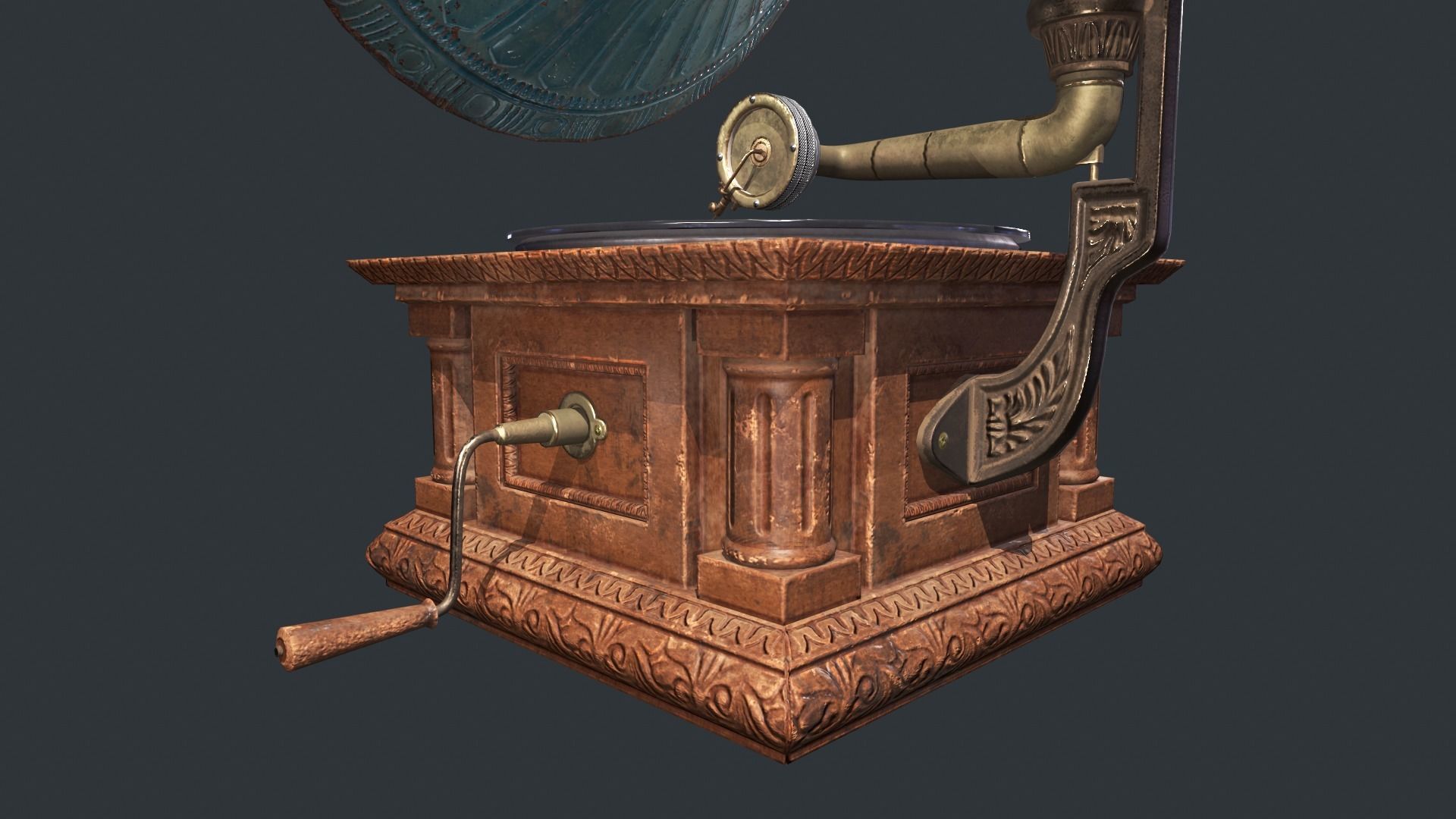 Phonograph gramophone Low-poly 3D model_3