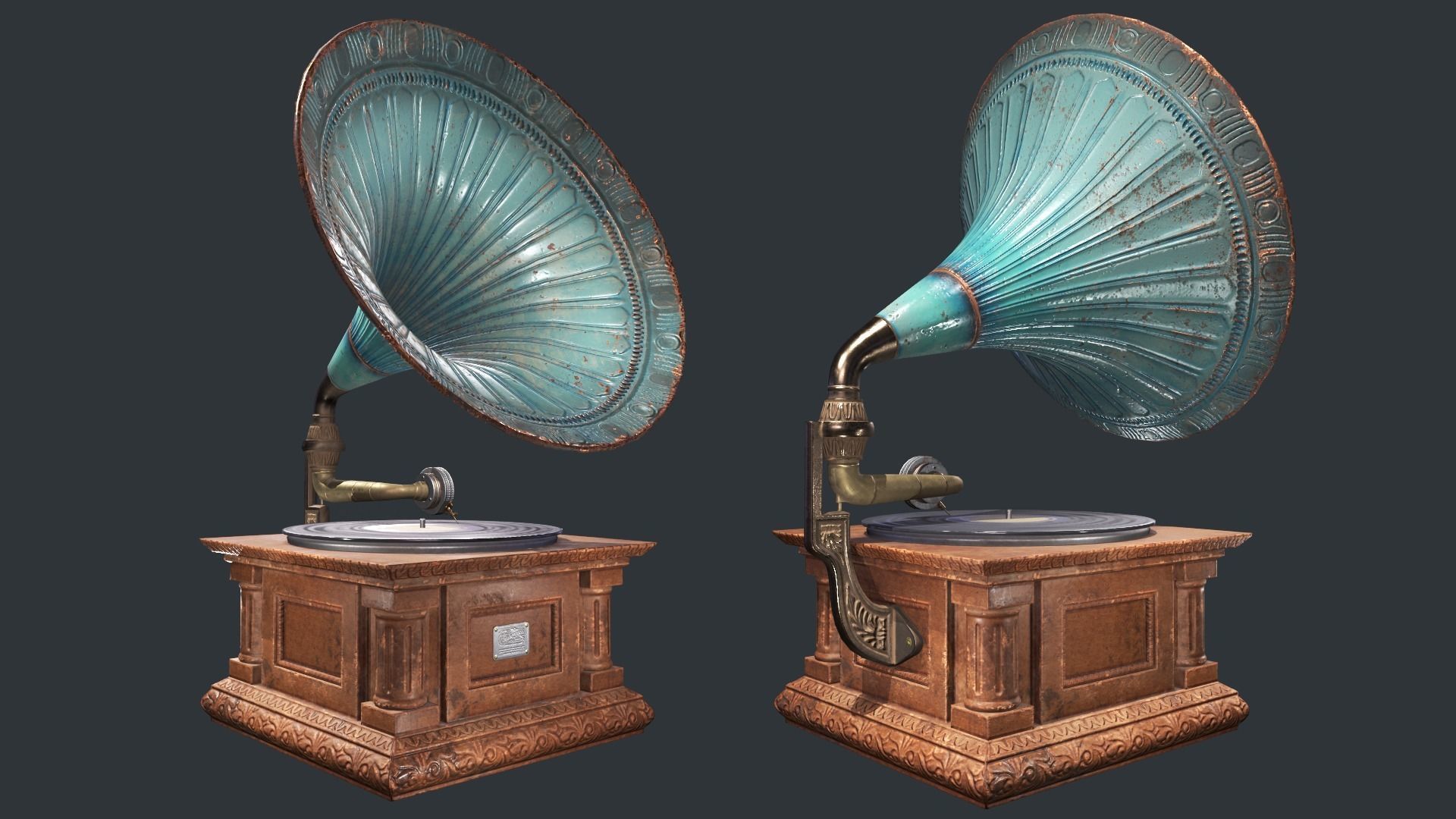 Phonograph gramophone Low-poly 3D model_1