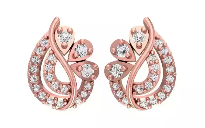 Women Stud Flower Earrings 3dm STL OBJ FBX Renders Details