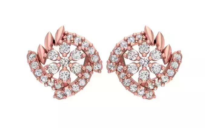 Women Flower Stud Earrings 3dm STL OBJ FBX Renders Details