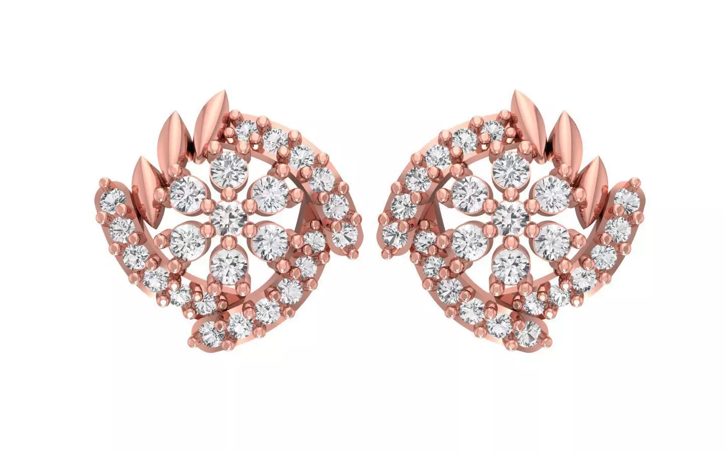 Women Flower Stud Earrings 3dm STL OBJ FBX Renders Details 3D print model_0