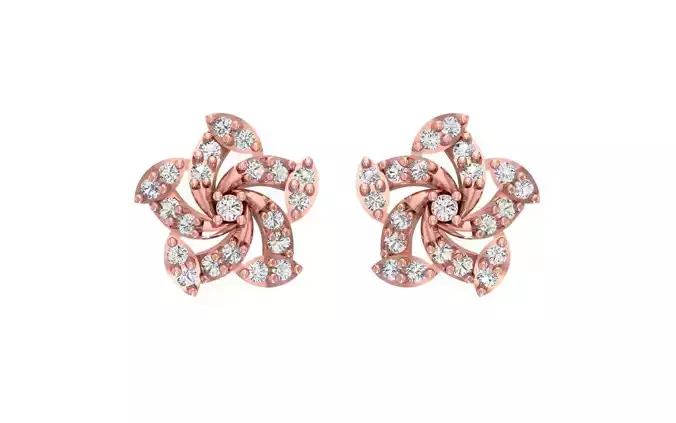 Women Flower Stud Earrings 3dm STL OBJ FBX Renders Details