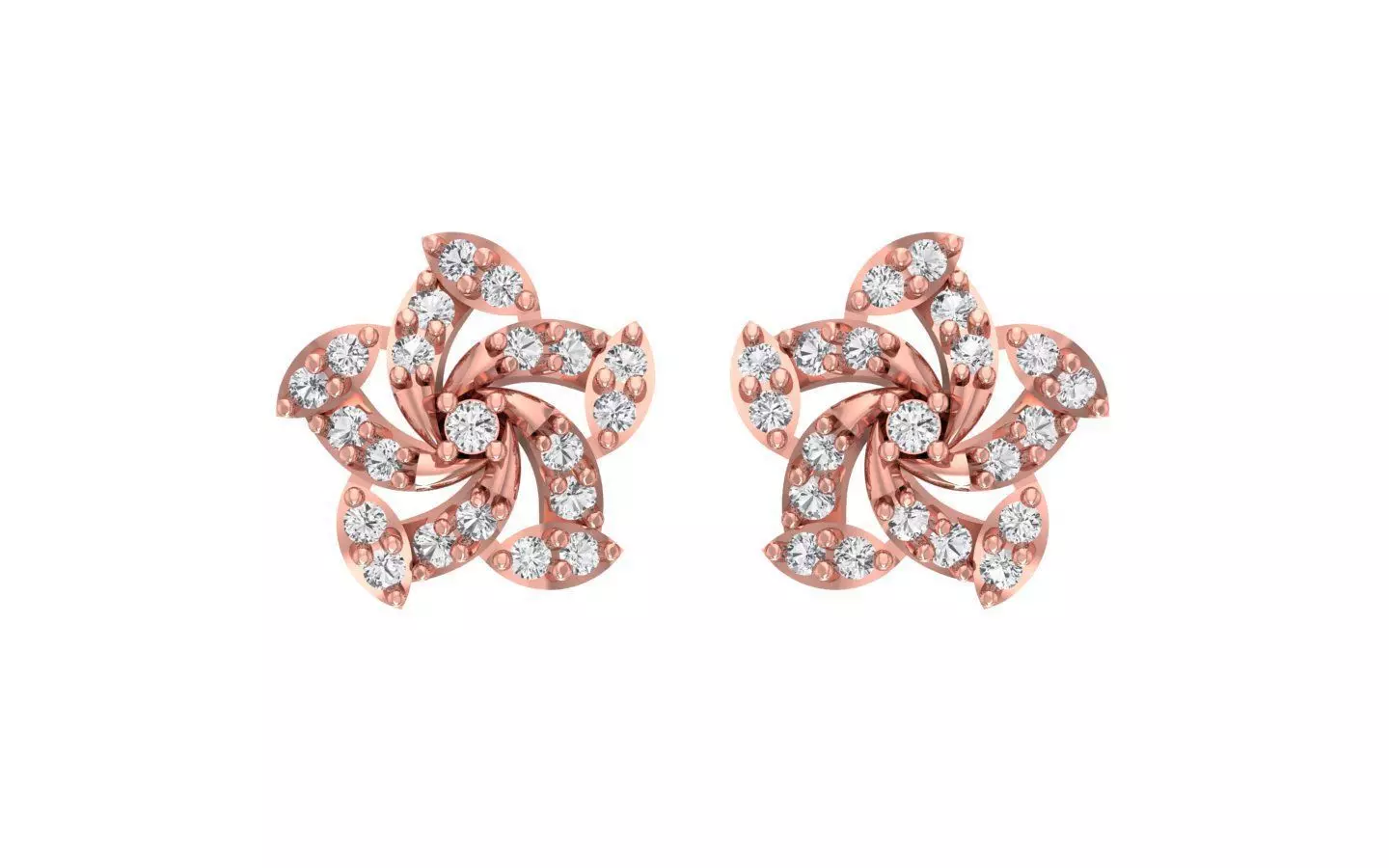 Women Flower Stud Earrings 3dm STL OBJ FBX Renders Details 3D print model