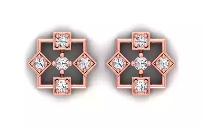 Women Stud Earrings 3dm STL OBJ FBX Renders Details