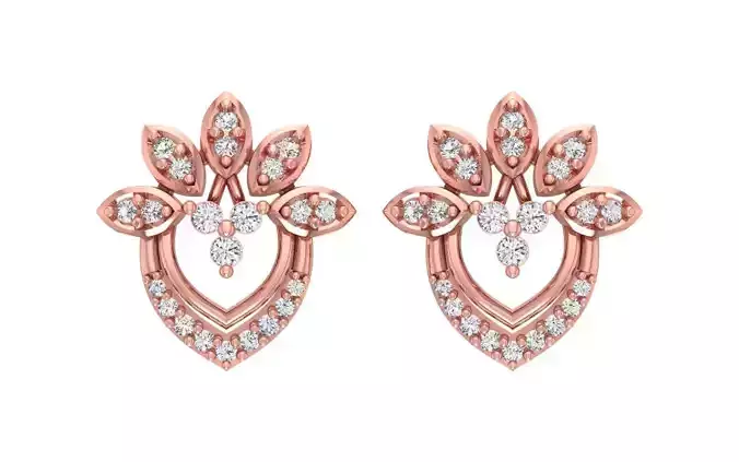 Women Stud Flower Earrings 3dm STL OBJ FBX Renders Details