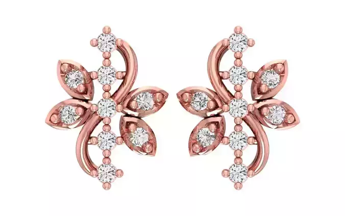 Women Stud Flower Earrings 3dm STL OBJ FBX Renders Details