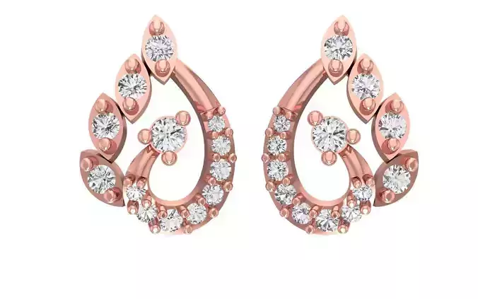 Women Stud Earrings 3dm STL OBJ FBX Renders Details