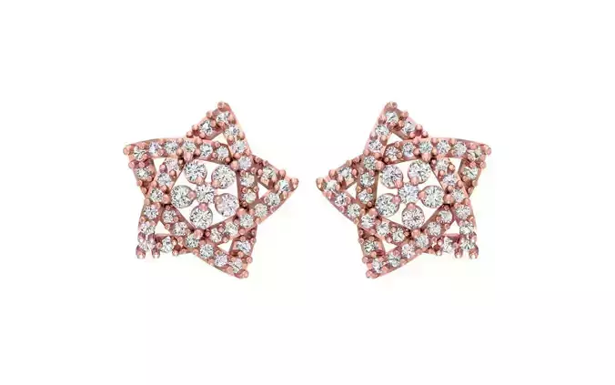 Women Star Stud Earrings 3dm STL OBJ FBX Renders Details