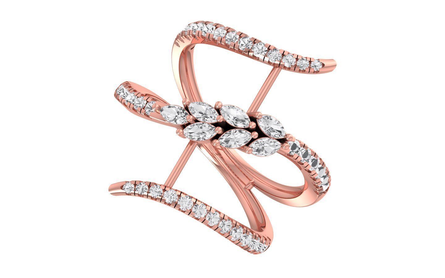 Marquise Pear Diamonds Ring 3D print model_1