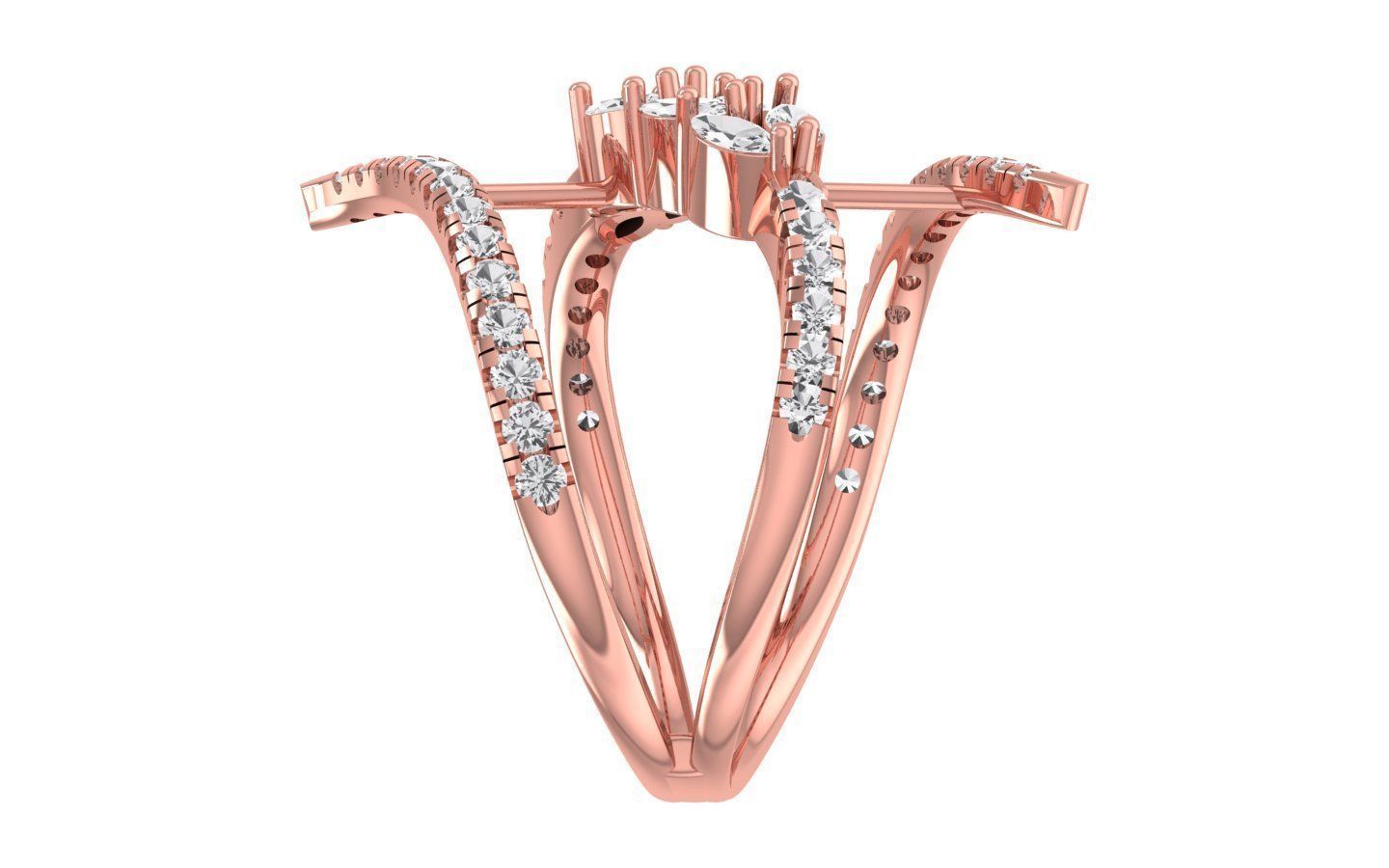 Marquise Pear Diamonds Ring 3D print model_2