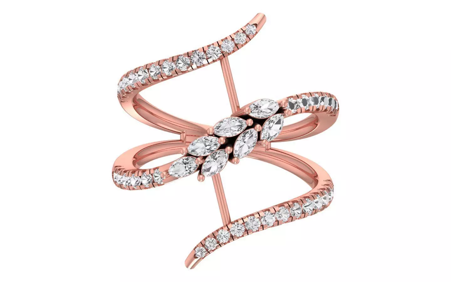 Marquise Pear Diamonds Ring 3D print model_0